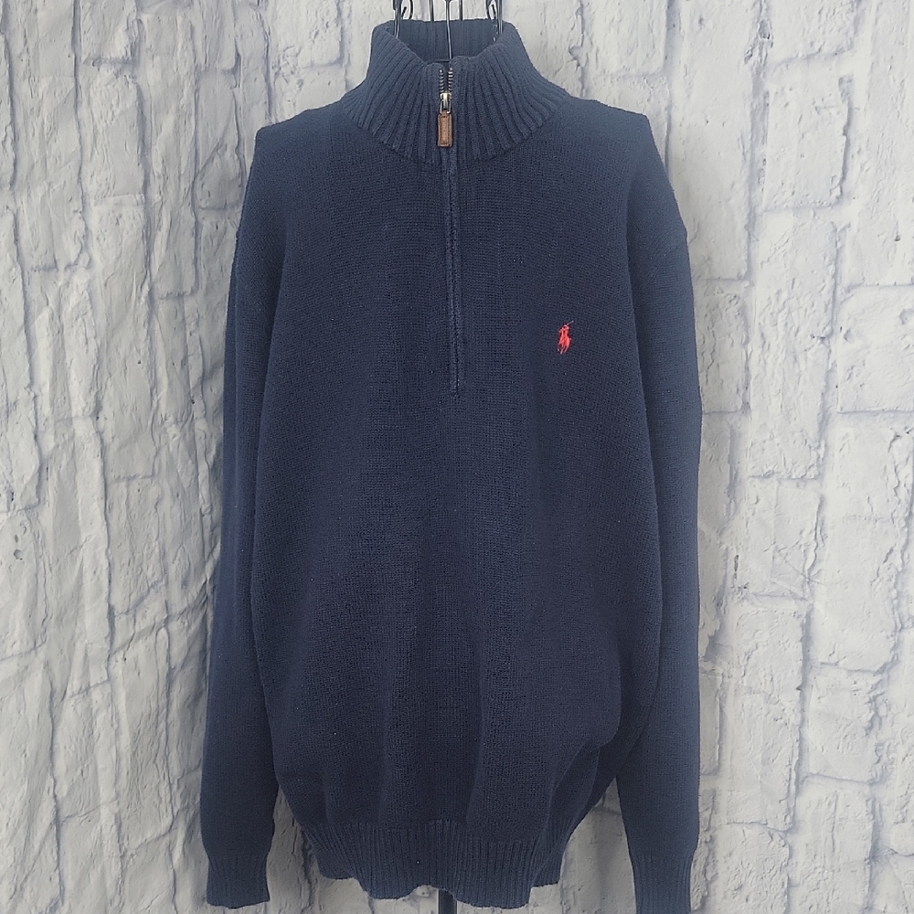 Polo by‎ Ralph Lauren Navy Blue Half Zip Men's Sweater XXL